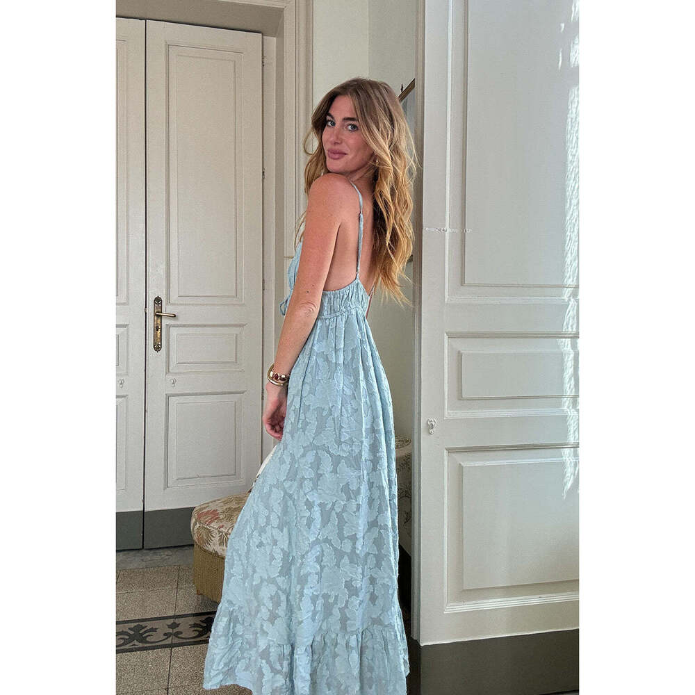 12th Tribe Clemente Blue Textured Maxi Dress Size XLXL